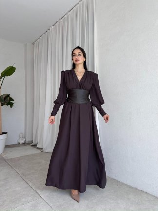 EVARA Elbise 8519 - Acı Kahve - 1