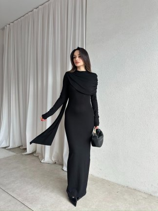 EVORİ Maxi Elbise 8714 - Siyah - 1