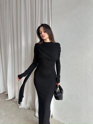 EVORİ Maxi Elbise 8714 - Siyah - 2