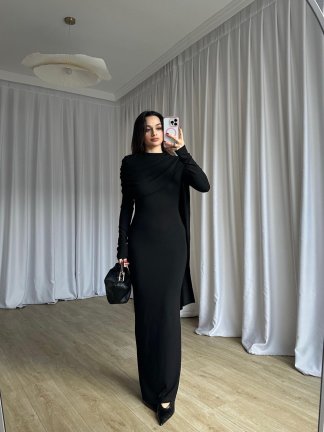 EVORİ Maxi Elbise 8714 - Siyah - 4