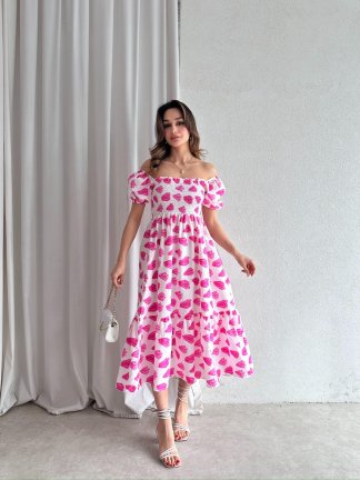EWNER Midi Elbise 7890 - Pembe - 2