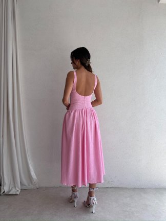 EYFEL Midi Elbise 3485 - Pembe - 3