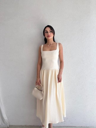 EYFEL Midi Elbise 3485 - Krem 