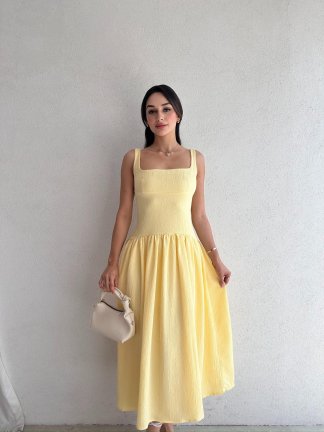 EYFEL Midi Elbise 3485 - Sarı - 2