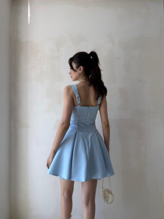 FABBRİ Mini Elbise 3490 - Mavi - 3