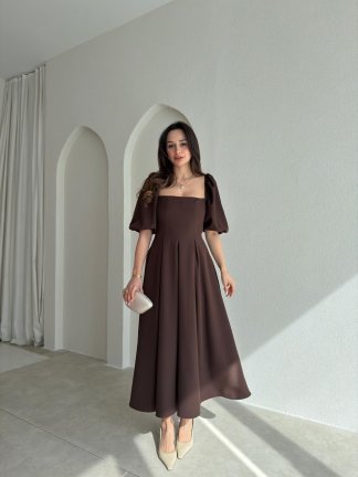 FABİAN Midi Elbise 4459 - Acı Kahve 