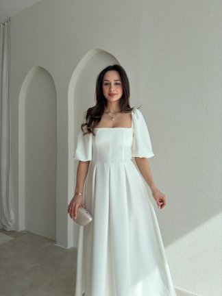 FABİAN Midi Elbise 4459 - Beyaz - 2