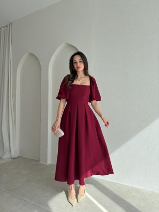FABİAN Midi Elbise 4459 - Bordo - 1