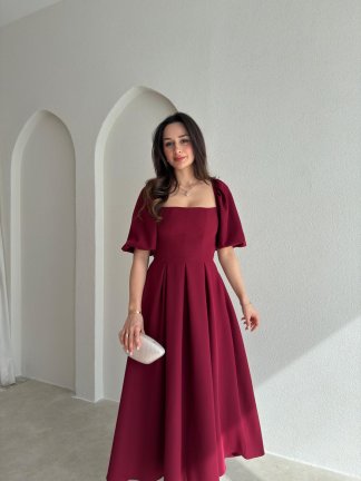 FABİAN Midi Elbise 4459 - Bordo - 2
