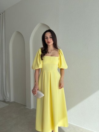 FABİAN Midi Elbise 4459 - Sarı - 2