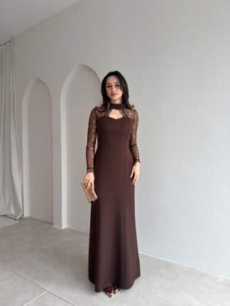 FABİO Maxi Elbise 9047 - Acı Kahve - 1