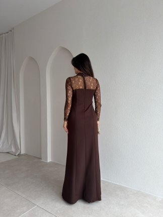 FABİO Maxi Elbise 9047 - Acı Kahve - 3