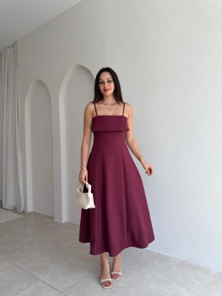 FABRİ Midi Elbise 7337 - Bordo 
