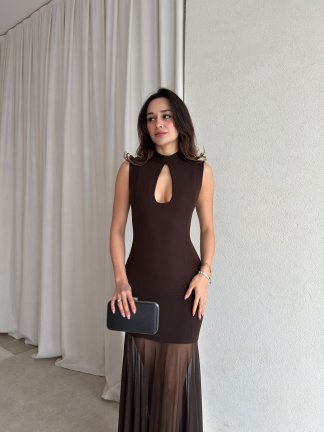 FAİR Maxi Elbise 4444 - Acı Kahve - 2