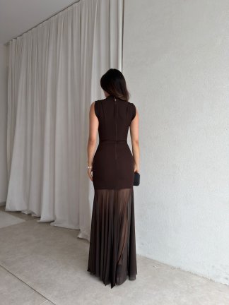 FAİR Maxi Elbise 4444 - Acı Kahve - 3