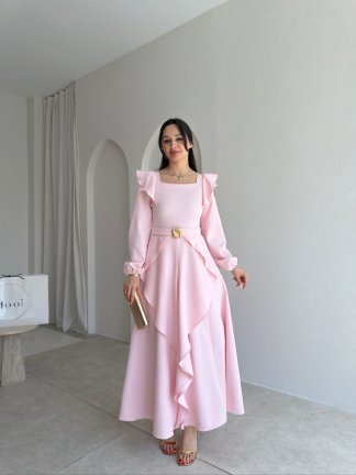 FAURA Maxi Elbise 6954 - Pudra - 1
