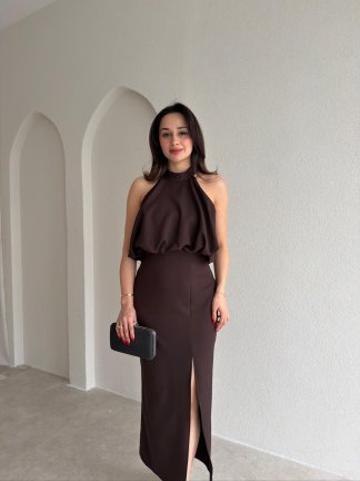 FAYOL Midi Elbise 7899 - Acı Kahve - 2