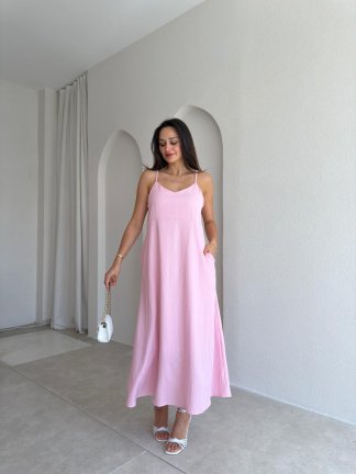  FAYRE Midi Elbise 3758 - Pembe 