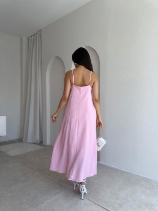  FAYRE Midi Elbise 3758 - Pembe - 3