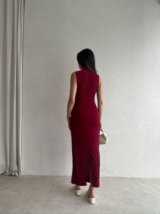 FELLER Maxi Elbise 5074 - Bordo - 3