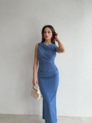 FELLER Maxi Elbise 5074 - Mavi 