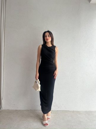 FELLER Maxi Elbise 5074 - Siyah - 2