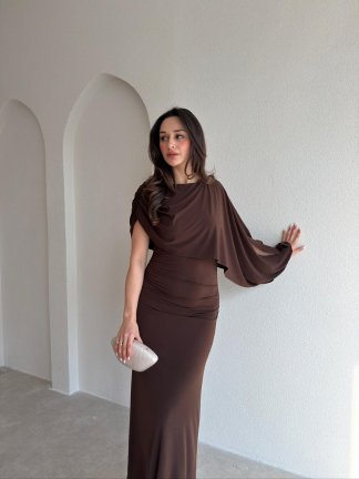 FENGEL Midi Elbise 2889 - Acı Kahve - 2