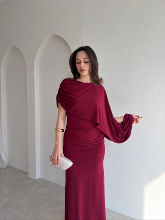 FENGEL Midi Elbise 2889 - Bordo - 2