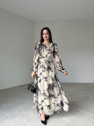 FERGUSON Maxi Elbise 0013 - Krem - 1