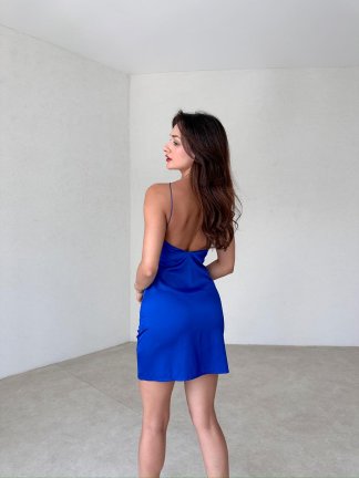 FERLİNDA Mini Elbise 3748 - Saks Mavisi - 3