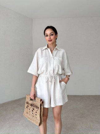 FİGURİNO Şortlu Tulum 9832 - Taş - 3