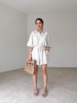 FİGURİNO Şortlu Tulum 9832 - Taş - 2