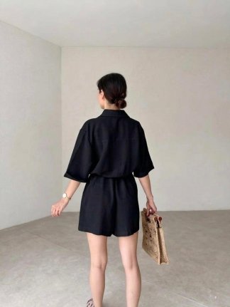 FİGURİNO Şortlu Tulum 9832 - Siyah - 2