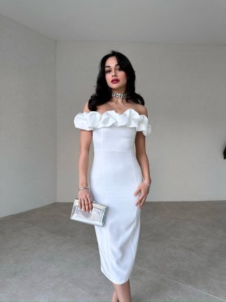 SOPHİA Elbise 2389 - Beyaz - 1