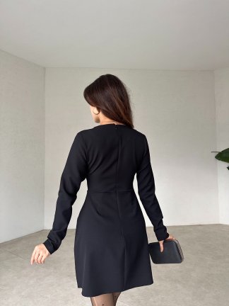 Fiyonklu Mini ARİANA Elbise 3297 - Siyah - 3