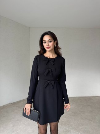 Fiyonklu Mini ARİANA Elbise 3297 - Siyah - 1