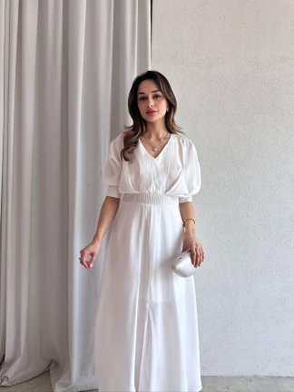 FLOW Maxi Elbise 9810 - Beyaz 