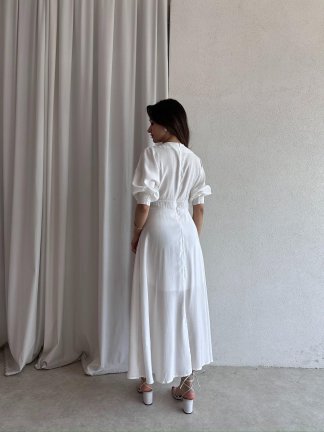 FLOW Maxi Elbise 9810 - Beyaz - 3