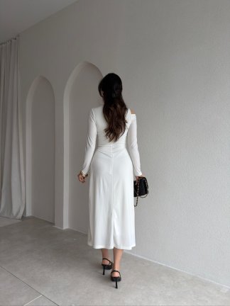 FLOYD Midi Elbise 8965 - Beyaz - 3