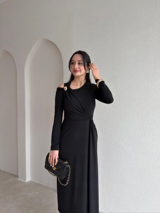  FLOYD Midi Elbise 8965 - Siyah - 1