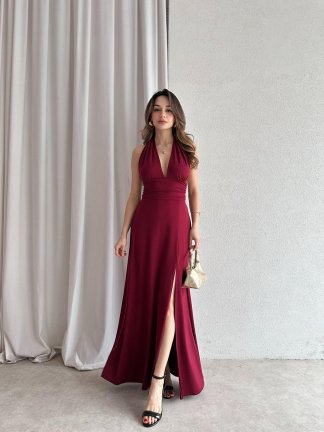 FOGGİE Maxi Elbise 3895 - Bordo - 2