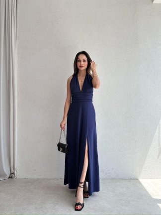 FOGGİE Maxi Elbise 3895 - Lacivert - 3