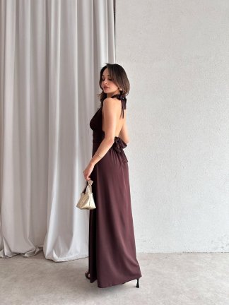 FOGGİE Maxi Elbise 3895 - Acı Kahve - 3