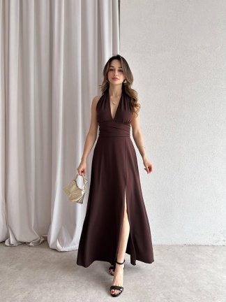 FOGGİE Maxi Elbise 3895 - Acı Kahve - 2