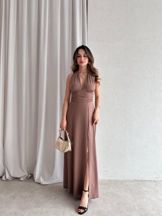 FOGGİE Maxi Elbise 3895 - Vizon - 2