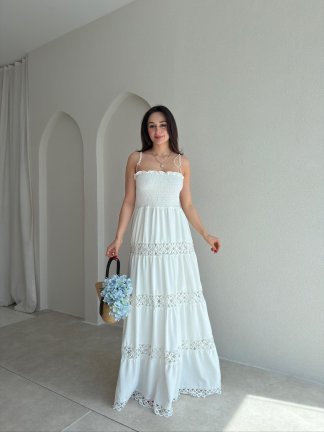 FOREMEN Maxi Elbise 9383 - Beyaz - 1
