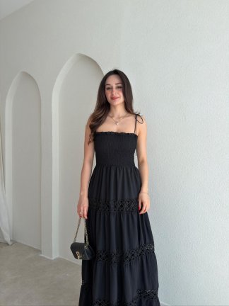 FOREMEN Maxi Elbise 9383 - Siyah - 2