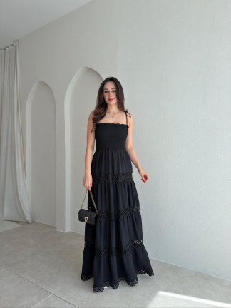 FOREMEN Maxi Elbise 9383 - Siyah 