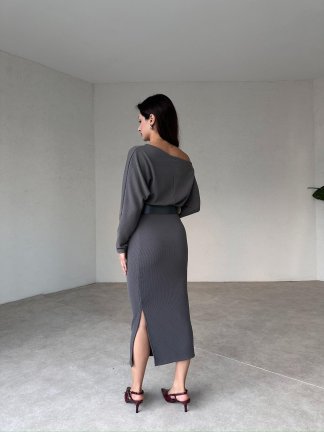 FORİSA Midi Elbise 5898 - Füme - 3