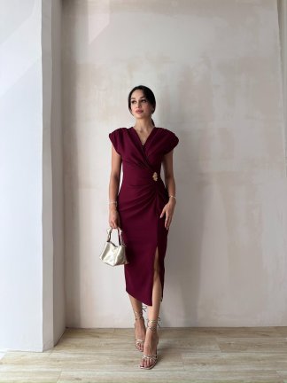 FOSTER Midi Elbise 8275 - Bordo - 2